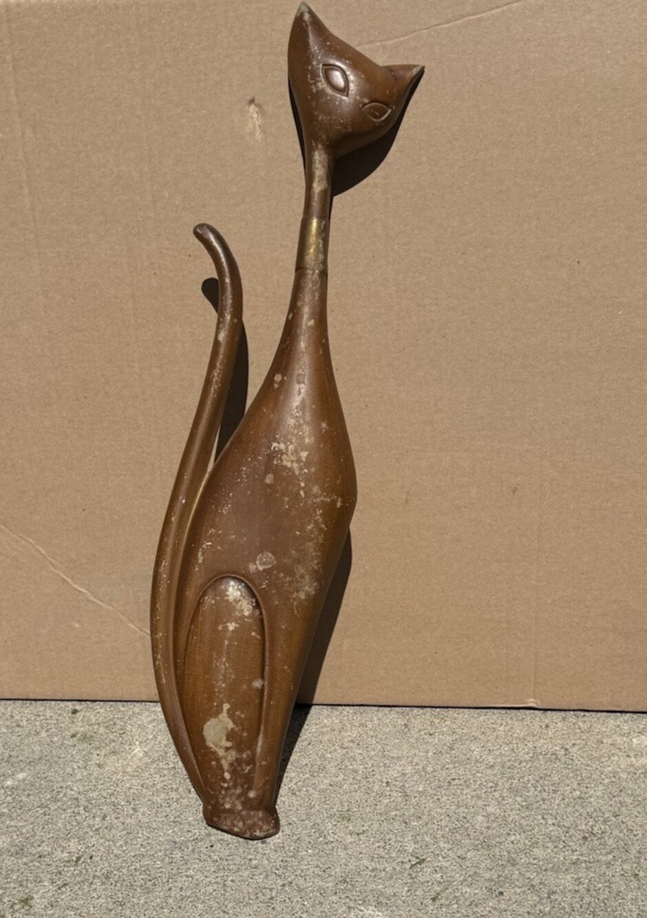 MCM Sexton Cast Metal Siamese Cat 19" Vintage Wall Art Decor Made In USA Brown